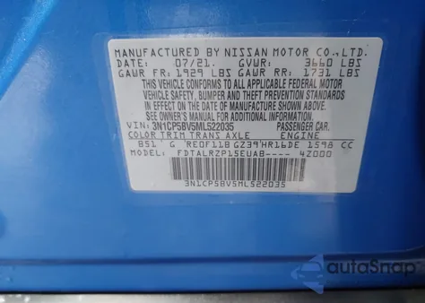 2021 Nissan Kicks S Xtronic Cvt from USA, damaged, VIN 3N1CP5BV5ML522035